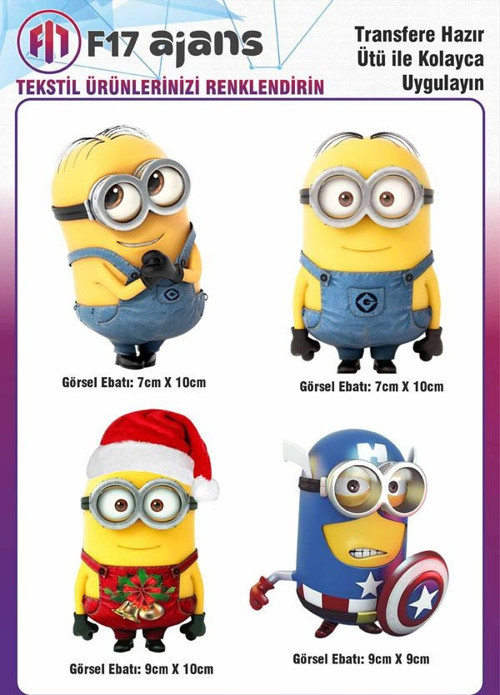 Ütü Ile Yapışan Tekstil Dtf Baskı Görseli Minions Minyonlar