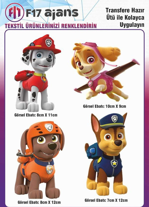 Ütü Ile Yapışan Tekstil Dtf Baskı Görseli Paw Patrol