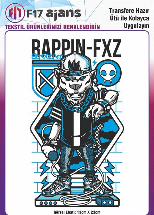 Ütü Ile Yapışan Tekstil Dtf Baskı Görseli Rappin Fxz