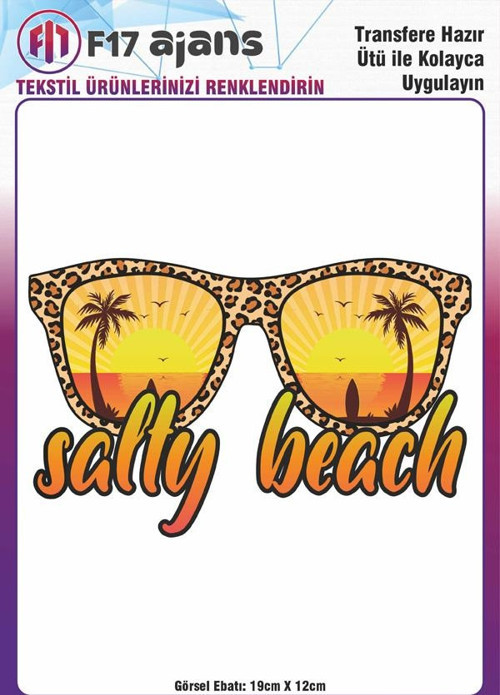 Ütü Ile Yapışan Tekstil Dtf Baskı Görseli Salty Beach Gözlük