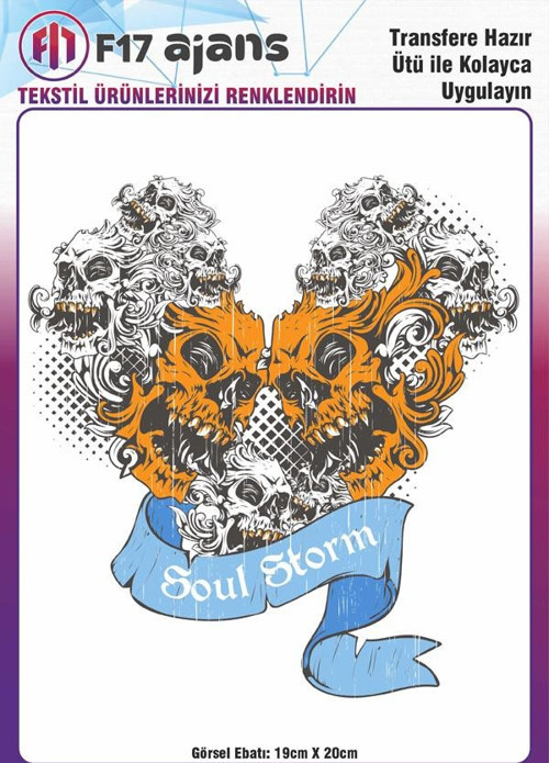 Ütü Ile Yapışan Tekstil Dtf Baskı Görseli Soul Storm