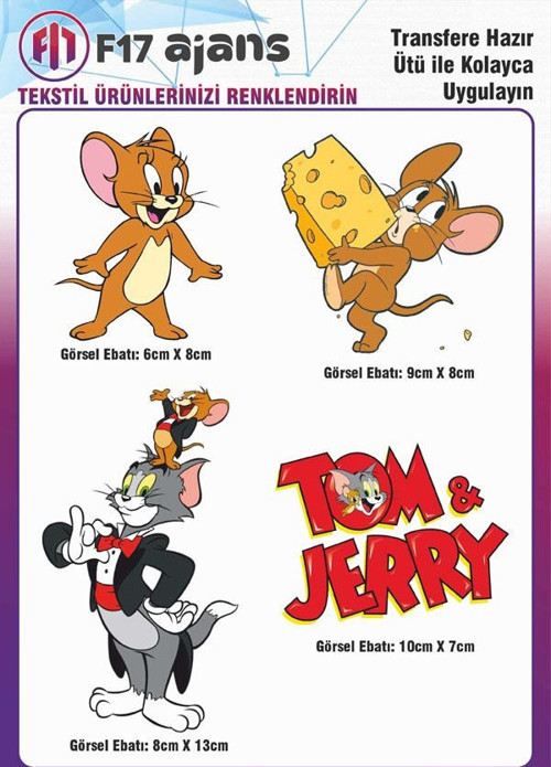 Ütü Ile Yapışan Tekstil Dtf Baskı Görseli Tom Ve Jerry