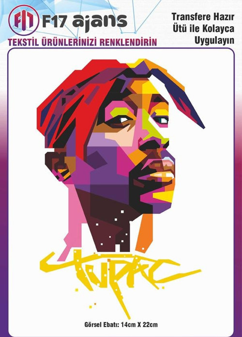 Ütü Ile Yapışan Tekstil Dtf Baskı Görseli Tupac