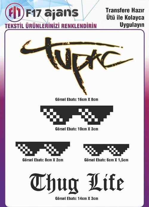 Ütü Ile Yapışan Tekstil Dtf Baskı Görseli Tupac Thug Life