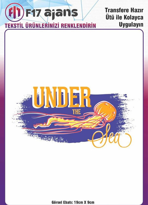 Ütü Ile Yapışan Tekstil Dtf Baskı Görseli Under The Sea