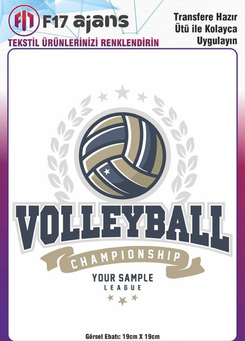 Ütü Ile Yapışan Tekstil Dtf Baskı Görseli Volleyball