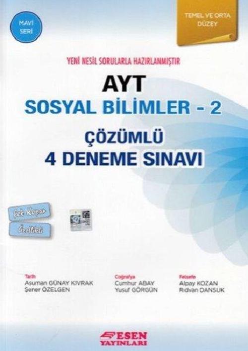 AYT Sosyal Bilimler 2-Çözümlü 4 Deneme Sınavı-Temel ve Orta Düzey