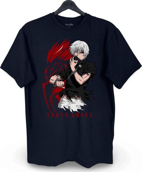 Ken Kanaki Tokyo Ghoul Baskılı Loose Fit Bisiklet Yaka Unisex Tişört Anime Manga