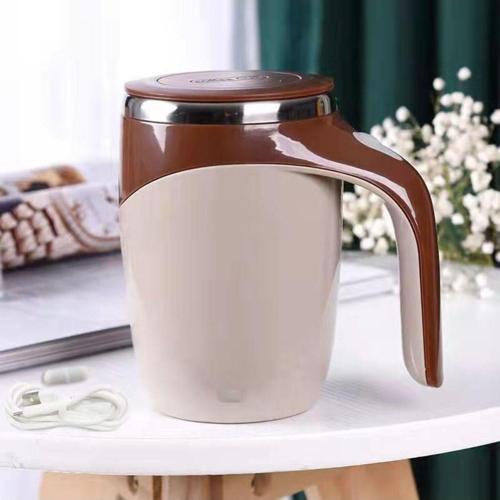 Yeni Nesil Kendi Kendini Karıştıran Self Stirring Mug Mikser Kupa Termos Bardak 380 Ml Kahverengi