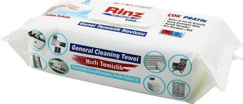 RİNZ  100PCS   GENEL YÜZEY TEMİZLİK HAVLUSU - BEYAZ SABUN KOKULU  ISLAK MENDİL (2818)