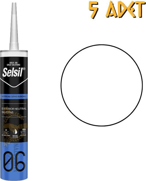 Dış Cephe Nötr Silikon BEYAZ 300 ml. - 5 Adet