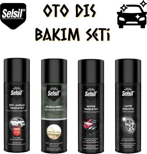 Oto Dış Bakım Seti 4 Parça (Zift Katran-Lastik-Motor-Silikon Spreyi)