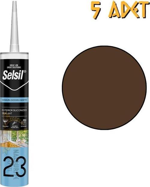 Yağmura Dayanıklı Silikonize Mastik KAHVERENGİ 485 gr. - 5 Adet