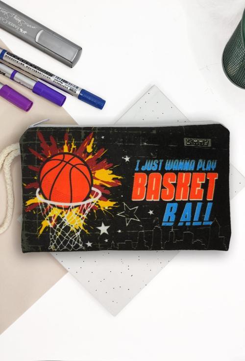 Basketbol Desenli Kalem Kutusu Yıkanabilir Bez Kalemlik