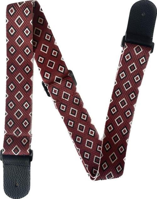 Burgundy Deri Uçlu Gitar Askısı