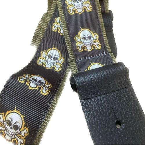 Verde Skull Deri Uçlu Gitar Askısı