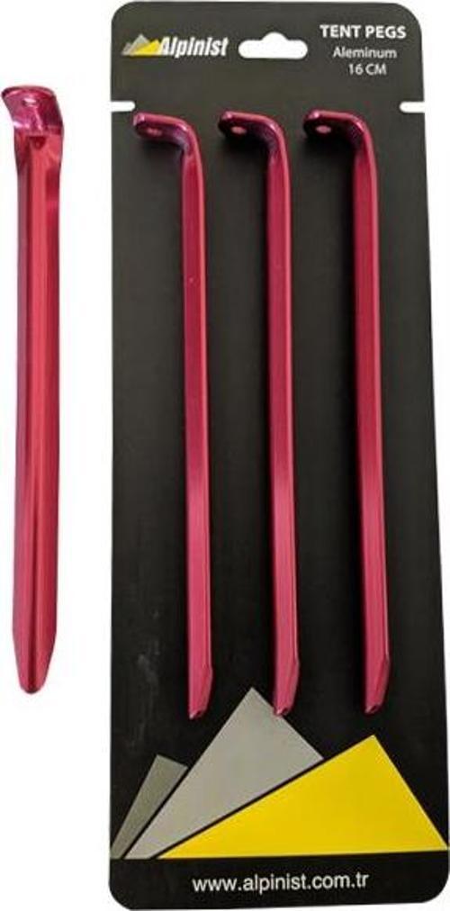 Alpinist Alüminyum 6061 Çadır Kazığı 16 cm Kırmızı 4'lü