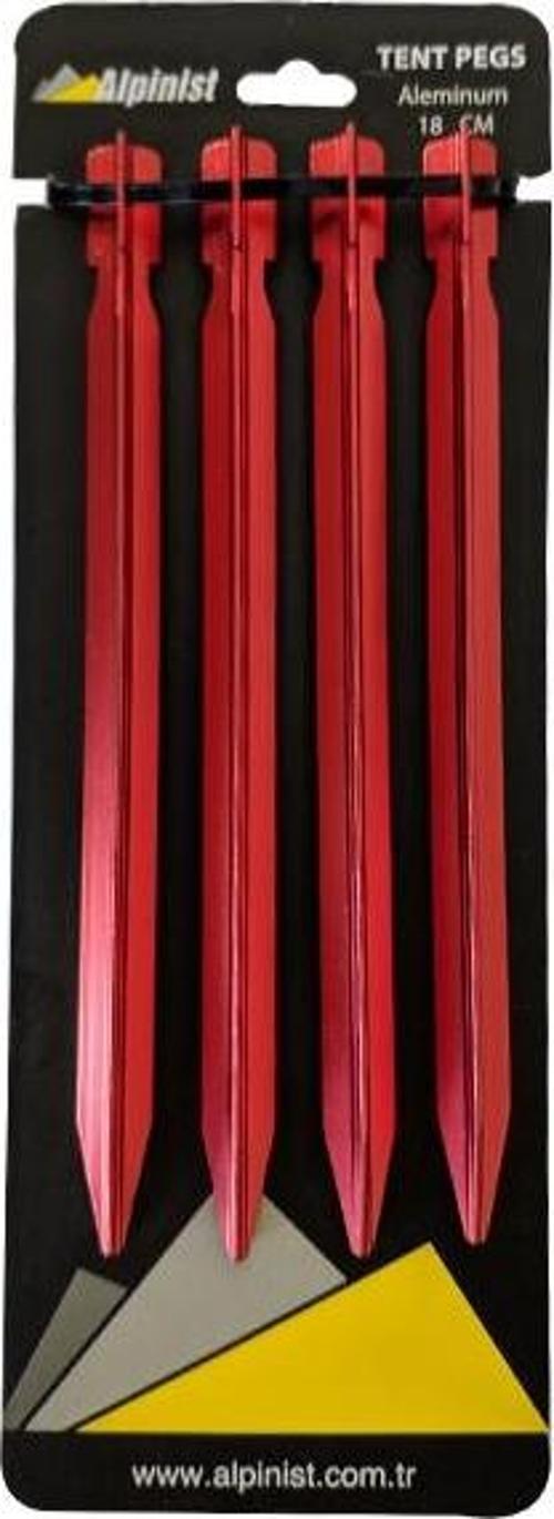 Alpinist Alüminyum 6061 Çadır Kazığı 18 cm Kırmızı 4'lü