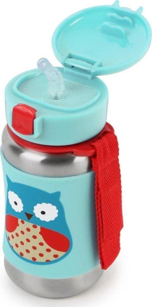 Mavi Baykuş Pipetle Paslanmaz Çelik Suluk 350 Ml.