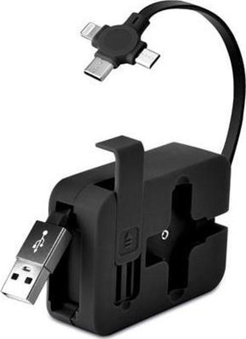 USB Şarj Kablosu Cep Tipi Telefon Tutuculu Makaralı 3 'ü 1 Arada Uzayıp Kısalabilen