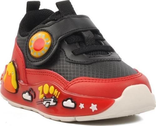 1739-B Siyah-Kırmızı Unisex Çocuk Cırtlı Sneaker