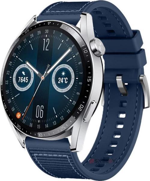 Huawei Watch GT2 Elite-Sport-Classic 46mm-GT2 Pro 22mm Uyumlu Dikiş Desenli Dokuma Silikon Kordon