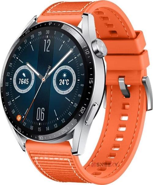 Huawei Watch GT2 Elite-Sport-Classic 46mm-GT2 Pro 22mm Uyumlu Dikiş Desenli Dokuma Silikon Kordon