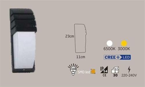 24W Siyah Kasa Dış Mekan Led Aplik Elips Çerçeveli (3000K)