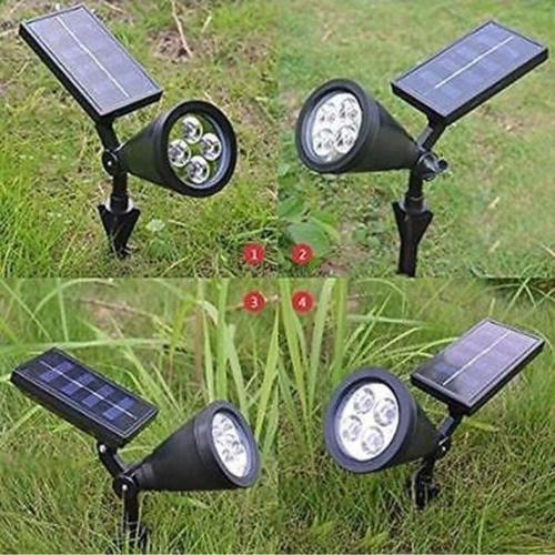 4 Adet Kaliteli, 7 Watt Yeşil Işık Solar Armatür, Güneş Enerjili Çim, Çiçek, Ağaç,  Bahçe Armatürü