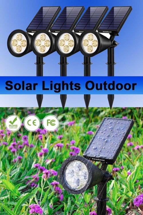 4 Adet, 7 Watt Amber Işık Kaliteli Solar Armatür, Güneş Enerjili Çim, Çiçek, Ağaç, Bahçe Armatürü