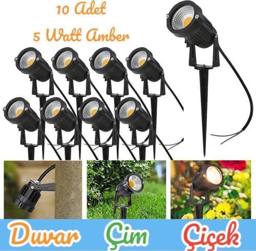 10 Adet Elektrikle Çalışır, 5 Watt Amber Işık Kazıklı Bahçe Armatürü Çim Çiçek Ağaç Aydınlatma Aplik