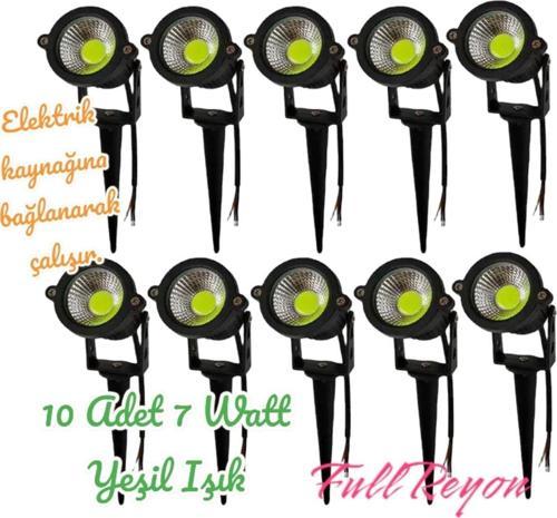 10 Adet Elektrikle Çalışır, 7 Watt Yeşil Işık Kazıklı Bahçe Armatürü, Çim, Çiçek, Ağaç Aydınlatması