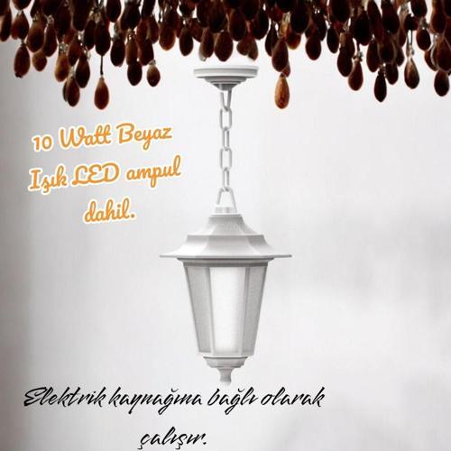 10 Watt Beyaz Işık Ampullü, Elektrikle Çalışır, Plastik Kasa Armatür, Bahçe, Balkon, Teras Apliği