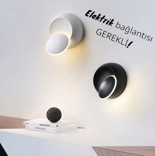2 Adet Elektrikle Çalışır, Beyaz Ve Siyah Alüminyum Kasa, Modern Aplik, 6 Watt Günışı Led Armatür