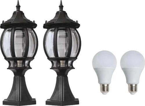 2 Adet Sekizgen Set Üstü Bahçe Armatürü, Set Üstü Modern Armatür, Bahçe Armatürü, 2 Ampul Hediye