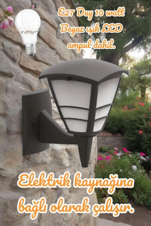 E27 Duylu, 10 Watt Beyaz Işık Led Ampul Dahil, İç Ve Dış Mekan Bahçe, Balkon, Teras, Kamelya Apliği