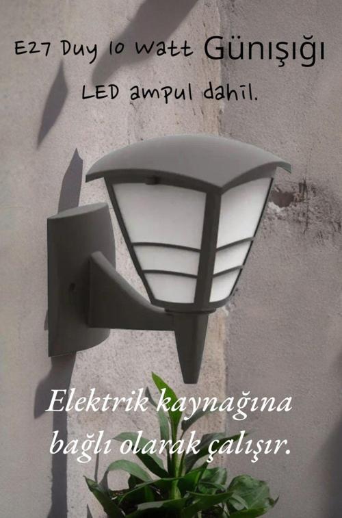 E27 Duylu, 10 Watt Günışığı Led Ampul Dahil, İç Ve Dış Mekan Bahçe, Balkon, Teras, Kamelya Apliği
