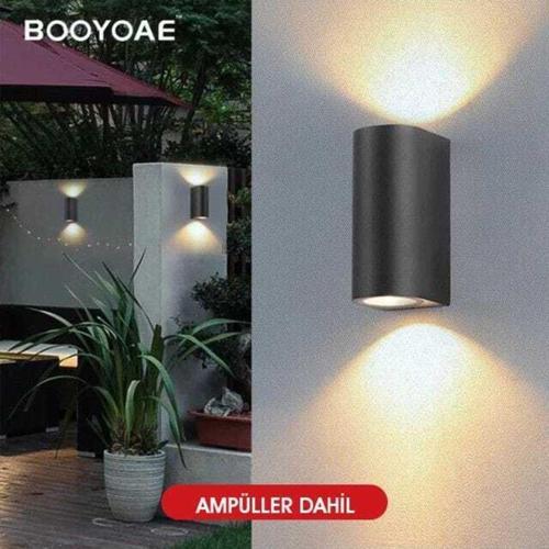 Gün Işığı Ledli Siyah Kasa Çift Yönlü Dekoratif Iç Ve Dış Mekan Duvar Apliği