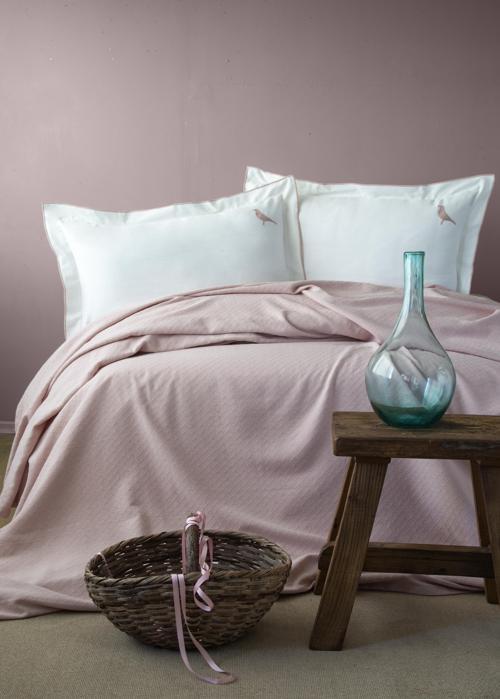 Apricitas Çift Kişilik Nakışlı Luks Pike Set Pure Blush lı Pike Takımı