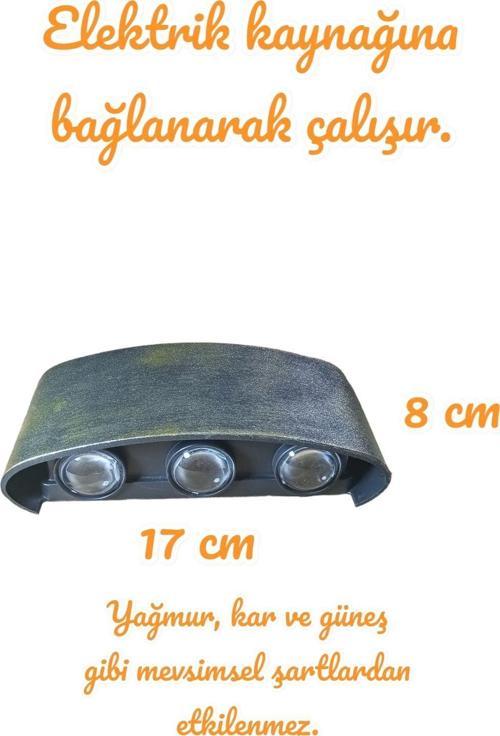 Sarı Eskitme Dekoratif Işık Süzmeli, 10 Watt Günışığı Ledli İç Ve Dış Mekan Aplik, 3000K Led Armatür