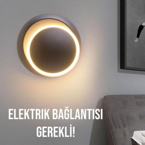 Siyah Alüminyum Kasa, Elektrikle Çalışır, 6 Watt, Günışığı,  Yatakbaşı Aplik Modern Gece Lambası