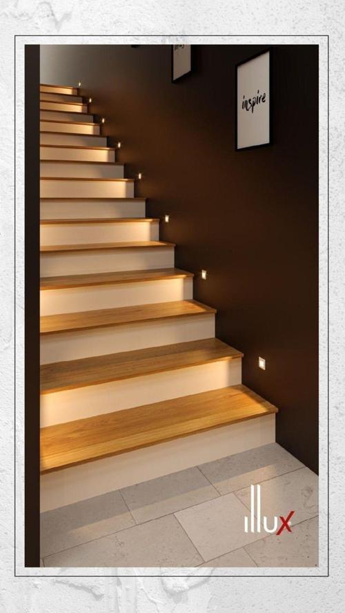 Mat Siyah Metal Kasa 3 Watt Kare Sensörlü Gün Işığı Iç Mekan Merdiven Ve Basamak Armatürü