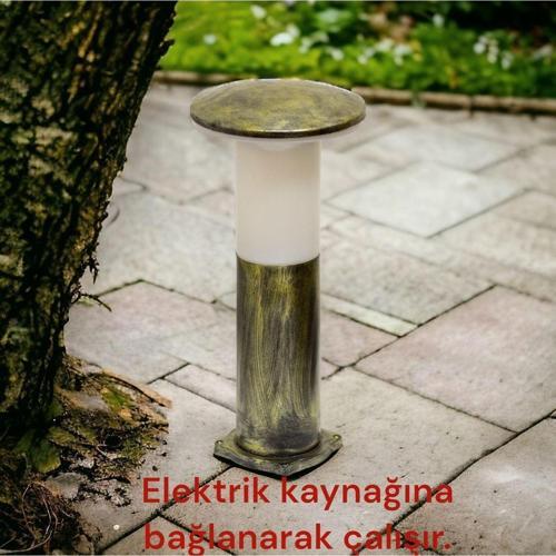 Antik Eskitme, 41 Cm, E27 Duylu Dekoratif Set Üstü Mantar Aplik, Bahçe, Çim, Teras, Duvar Armatürü