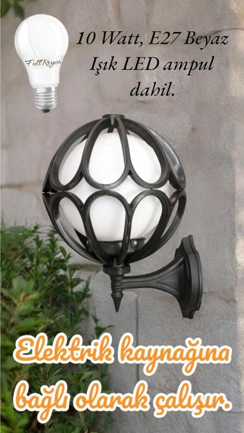 Beyaz Işık 10 Watt Led Ampul Dahil Dekoratif Bahçe Duvar Aydınlatma Armatürü, Dekoratif Duvar Aplik
