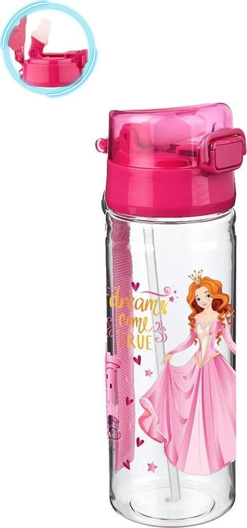 Pembe Presnes Suluk 500 Ml - Çocuk Suluk, Matara, Pipetli Suluk, Askılı Suluk Kızlı Matara