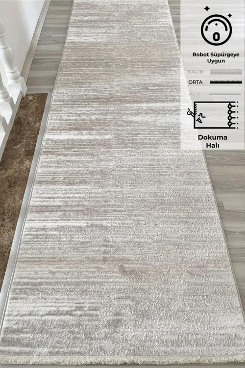Konfor Bej Krem Modern 1452 Jasmine Dokuma Yolluk Halı
