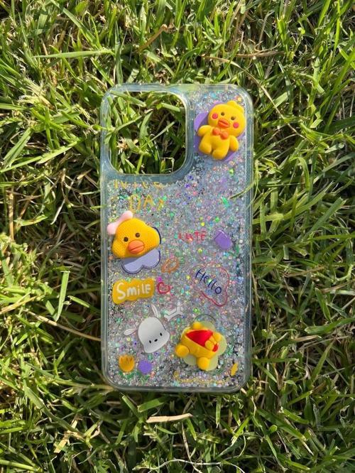 İphone 11 Uyumlu Sulu Simli Karakterli Telefon Kılıfı