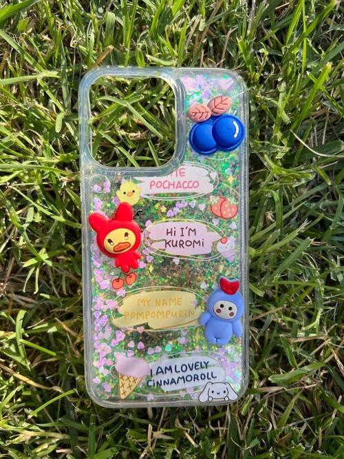 İphone 11 Uyumlu Sulu Simli Karakterli Telefon Kılıfı