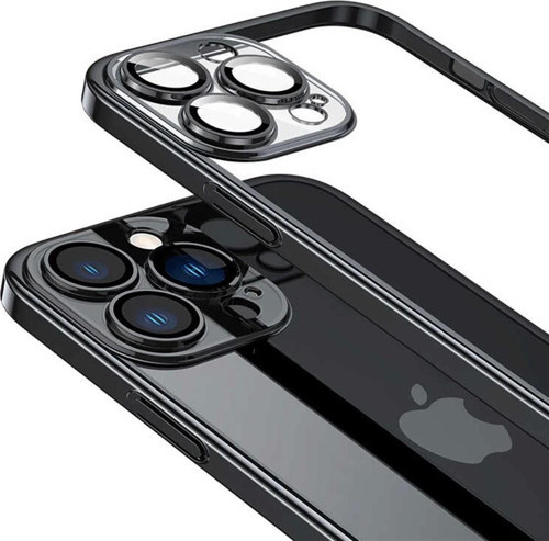 İphone 13 Darbe Emici Şeffaf Kenarları Renkli Sert Lazer Lensli Kılıf