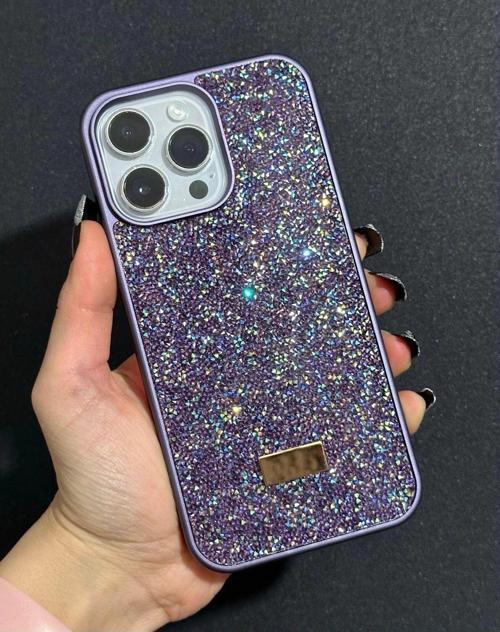 İphone 14 Pro Max Uyumlu Sw İnce Taşlı Elmas Işıltılı Telefon Kılıfı